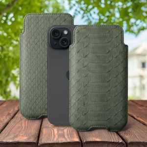Футляр Stenk Sportage Python для Apple iPhone 15 Оливковий