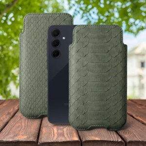 Футляр Stenk Sportage Python для Samsung Galaxy A55 Оливковый