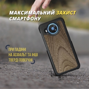 Шкіряна накладка Stenk WoodBacker для Nokia 8.3 Чорна