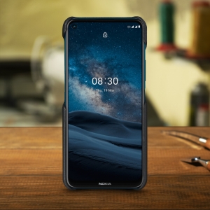 Шкіряна накладка Stenk WoodBacker для Nokia 8.3 Чорна