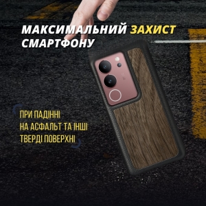 Шкіряна накладка Stenk WoodBacker для Vivo V29 Чорна