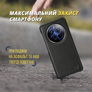 Кожаная накладка Stenk Cover для Realme 12 Pro Plus Чёрная