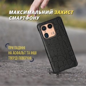 Шкіряна накладка Stenk Reptile Cover для Motorola Edge 50 Ultra Чорний
