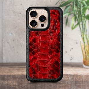 Шкіряна накладка Stenk ExBacker Python Scales для Apple iPhone 16 Pro Max Червоний
