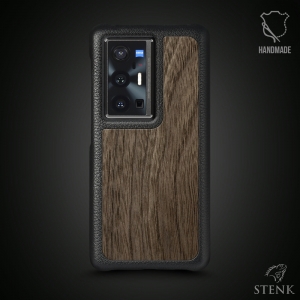 Шкіряна накладка Stenk WoodBacker для Vivo X70 Pro Plus Чорна