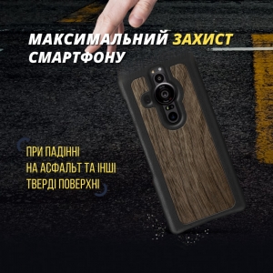 Шкіряна накладка Stenk WoodBacker для Sony Xperia Pro-I Чорна