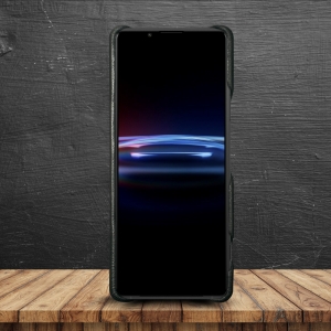 Шкіряна накладка Stenk WoodBacker для Sony Xperia Pro-I Чорна