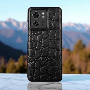 Кожаная накладка Stenk Reptile Cover для Motorola Edge 40 Чёрная