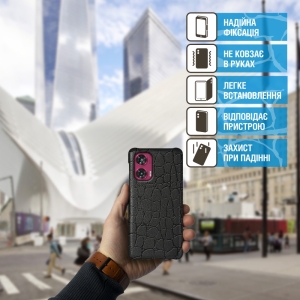 Шкіряна накладка Stenk Reptile Cover для Motorola Edge 50 Fusion Чорний