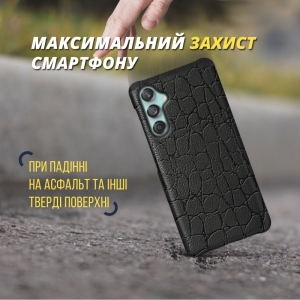Кожаная накладка Stenk Reptile Cover для Samsung Galaxy M55 Чёрный
