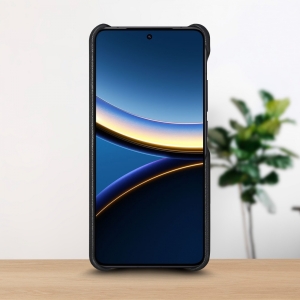 Шкіряна накладка Stenk WoodBacker для Xiaomi Poco F7 Pro Чорний