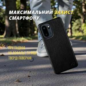 Кожаная накладка Stenk Cover для OnePlus Ace 6 Чёрная