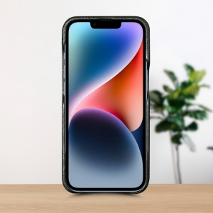 Шкіряна накладка Stenk WoodBacker для Apple iPhone 14 Чорна