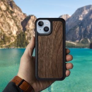 Шкіряна накладка Stenk WoodBacker для Apple iPhone 14 Чорна