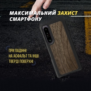 Шкіряна накладка Stenk WoodBacker для Sony Xperia 1 IV Чорна