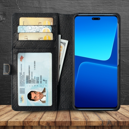 чехол-кошелек на Xiaomi 13 Lite Черный Stenk Premium Wallet фото 2