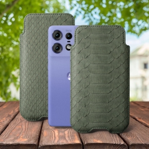 Футляр Stenk Sportage Python для Motorola Edge 50 Pro Оливковый