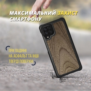 Шкіряна накладка Stenk WoodBacker для Samsung Galaxy A22 Чорна