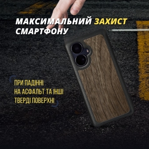 Шкіряна накладка Stenk WoodBacker для Realme 10 Pro Plus Чорна