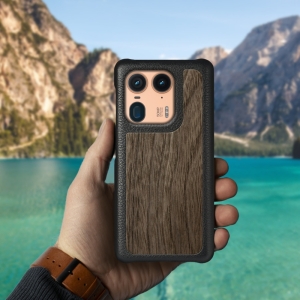 Шкіряна накладка Stenk WoodBacker для Motorola Edge 50 Ultra Чорний