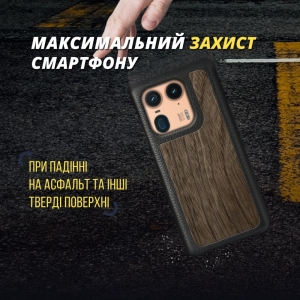 Шкіряна накладка Stenk WoodBacker для Motorola Edge 50 Ultra Чорний