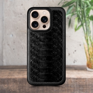 Шкіряна накладка Stenk ExBacker Python Scales для Apple iPhone 16 Pro Max Чорний