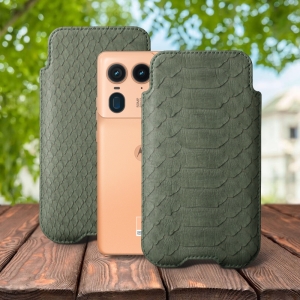 Футляр Stenk Sportage Python для Motorola Edge 50 Ultra Оливковый