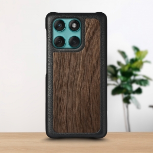 Кожаная накладка Stenk WoodBacker для Motorola Edge 60 Fusion Черный