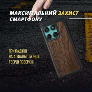 Кожаная накладка Stenk WoodBacker для Motorola Edge 60 Fusion Черный