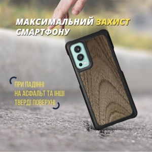 Шкіряна накладка Stenk WoodBacker для OnePlus Nord 2 5G Чорна