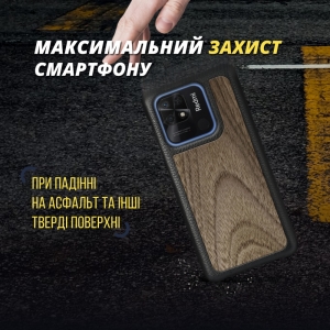 Шкіряна накладка Stenk WoodBacker для Xiaomi Redmi 10C Чорна