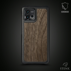 Кожаная накладка Stenk WoodBacker для Motorola Moto G72 Чёрная