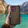 Кожаная накладка Stenk WoodBacker для Motorola Edge 50 Fusion Чёрный