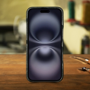 Шкіряна накладка Stenk ExBacker для Apple iPhone 16 Plus Зелений пітон