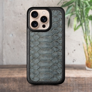 Шкіряна накладка Stenk ExBacker Python Scales для Apple iPhone 16 Pro Max Сірий
