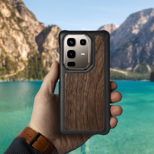 Кожаная накладка Stenk WoodBacker для Infinix Note 50 Pro 4G Черный