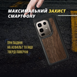 Кожаная накладка Stenk WoodBacker для Infinix Note 50 Pro 4G Черный