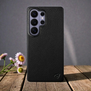 Кожаная накладка Stenk Cover для Samsung Galaxy S26 Ultra Черный