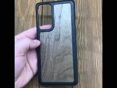 Кожаная накладка Stenk WoodBacker для Samsung Galaxy A22 5G Чёрная Видео