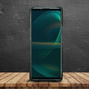 Кожаная накладка Stenk WoodBacker для Sony Xperia 5 III Чёрная