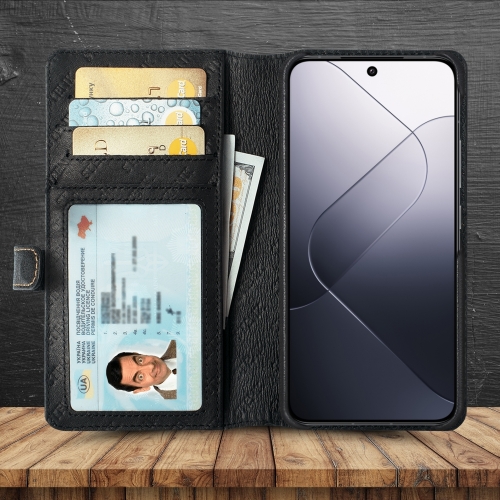 чехол-кошелек на Xiaomi 14 Черный Stenk Premium Wallet фото 2