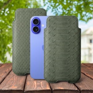 Футляр Stenk Sportage Python для Apple iPhone 16 Оливковый