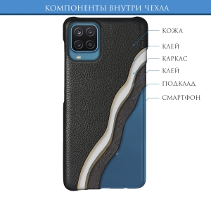 Кожаная накладка Stenk Cover для Samsung Galaxy A12 Чёрная