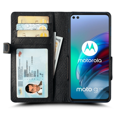 чехол-книжка на Motorola Moto G100 Черный Stenk Wallet фото 2
