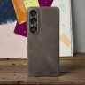 Кожаная накладка Stenk Cover Crazy Horse для Sony Xperia 1 VII Серый
