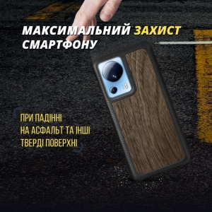 Шкіряна накладка Stenk WoodBacker для Xiaomi 13 Lite Чорна