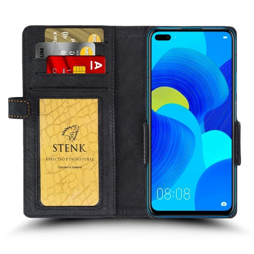 Чехол книжка Stenk Wallet для Huawei Nova 6 Чёрный