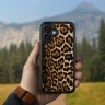 Кожаная накладка Stenk ExBacker для Apple iPhone 16 Plus Леопард пони