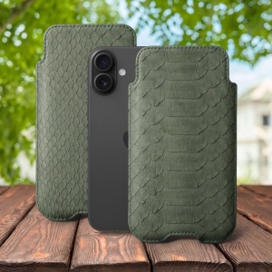 Футляр Stenk Sportage Python для Apple iPhone 16 Plus Оливковый
