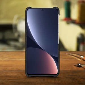 Кожаная накладка Stenk Cover для Xiaomi 12 Pro 5G Чёрная